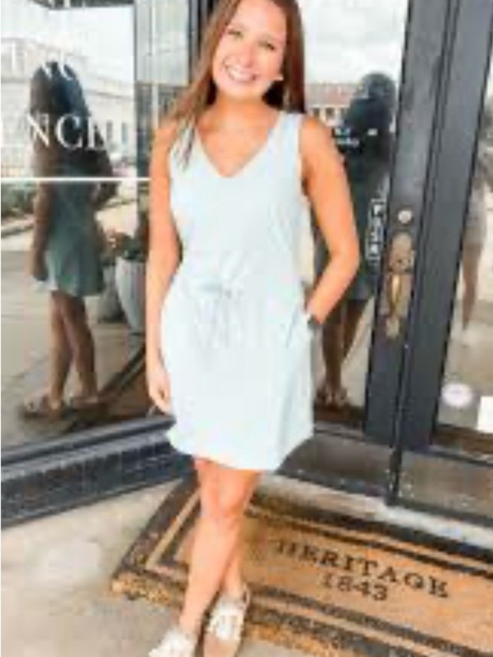 Sleeveless turquoise Midi Dress with Tie Waist size M